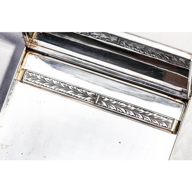 Silver Exceptional Luxury Italian Hand Engraved Ornate Antique Cigarette Case Holder 800 Silver 18k Gold Inlay Tobacciana Collectible For Sale - Image 8 of 17