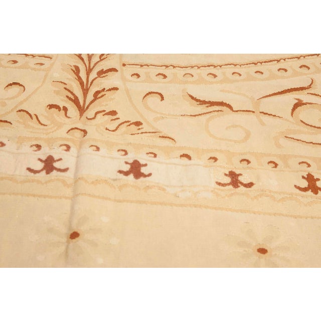 French Antique 1880s French Aubusson Rug, Ivory Botanical Elegance For Sale - Image 3 of 7