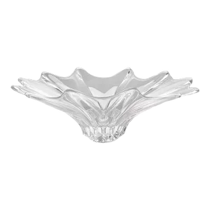 1970s Daum-Style Crystal Freeform Organic Clear Oblong Centerpiece Bowl