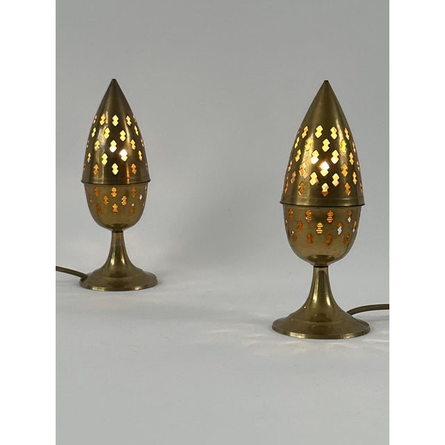 Perforated Brass Bedside Table Lamps, Sweden, 1960s, Set of 2 For Sale - Image 10 of 18