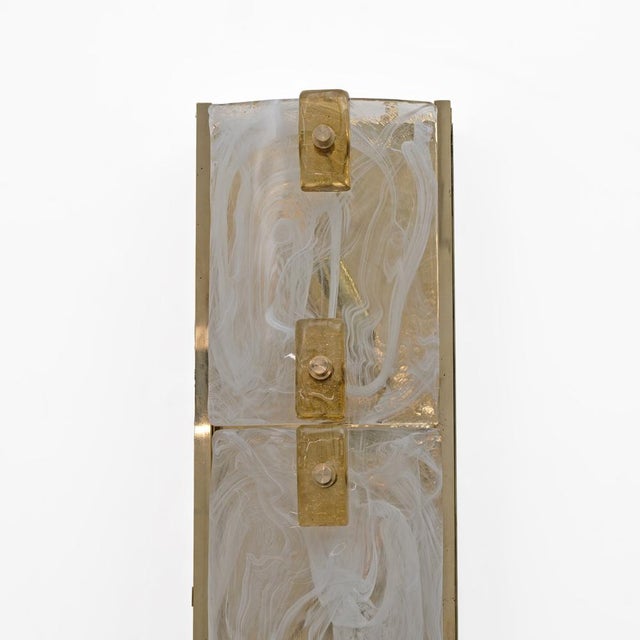 Modern Sconces in Brass and Milk White Murano Glass and Amber Glass, 2000, Set of 2 For Sale - Image 6 of 14