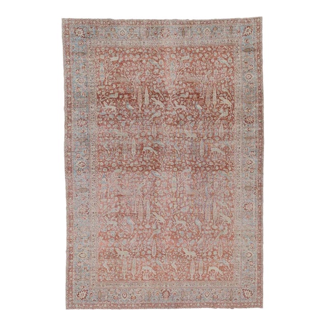 Early 20th Century Persian Meshed Animal Rug - 8'9" x 12'9" For Sale
