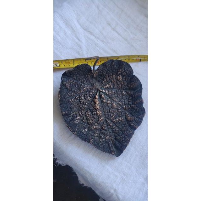 Fabulous Brass Vintage Ash Tray/Catral Heart Shaped Leaf Motif Embossed. For Sale In San Francisco - Image 6 of 6