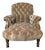 Vintage Victorian Tufted Velvet Lounge Chair With Carved Wooden Accents For Sale
