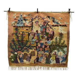 Haraniya Wedding Celebration – Vintage 1987 Handwoven Wool Tapestry by Samiha Ahmed (4.2 X 4.7 Ft)