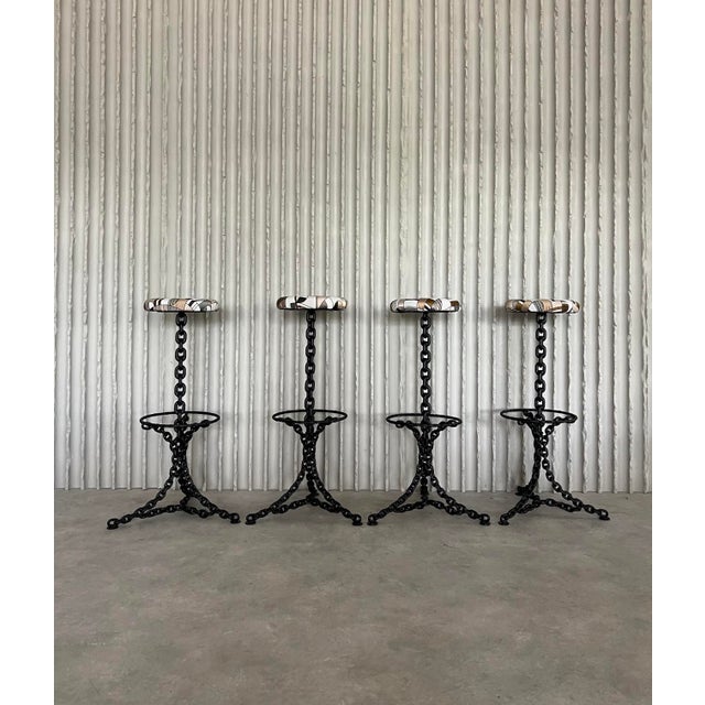 Chain Bar Stools, Set of 4 For Sale - Image 3 of 7