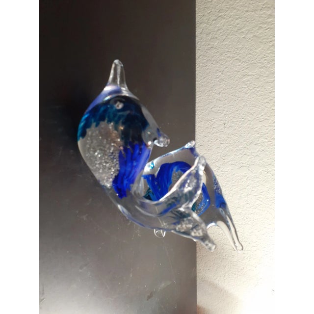 1980s Murano Italy Pair of Cobalt Blue Aventurine Fish Figurines For Sale In Dallas - Image 6 of 9