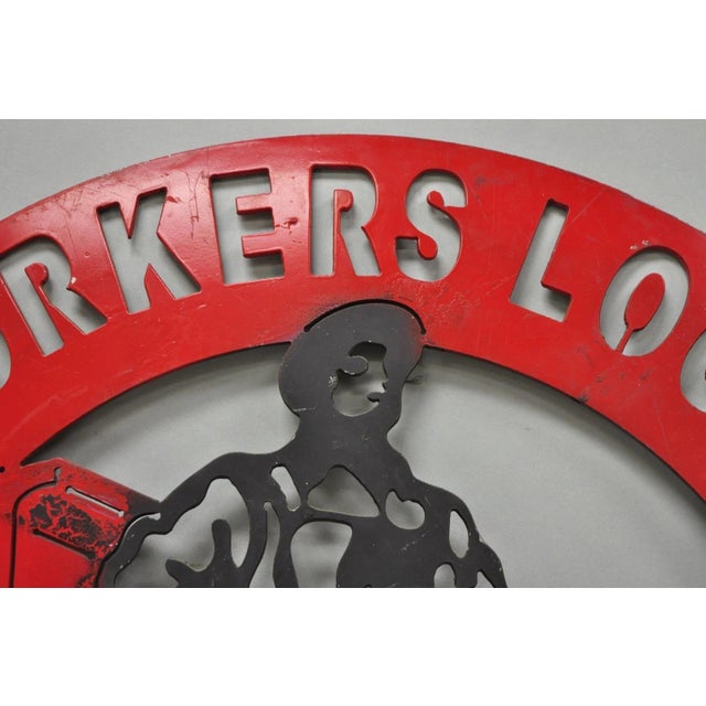 Iron Workers 361 Brooklyn & Long Island Hanging Wall Steel Black Metal Plaque For Sale - Image 9 of 12