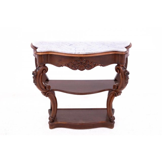 Mahogany console, France, circa 1880. Very good condition. Wood: mahogany Dimensions: height 95 cm x width 90 cm x depth...