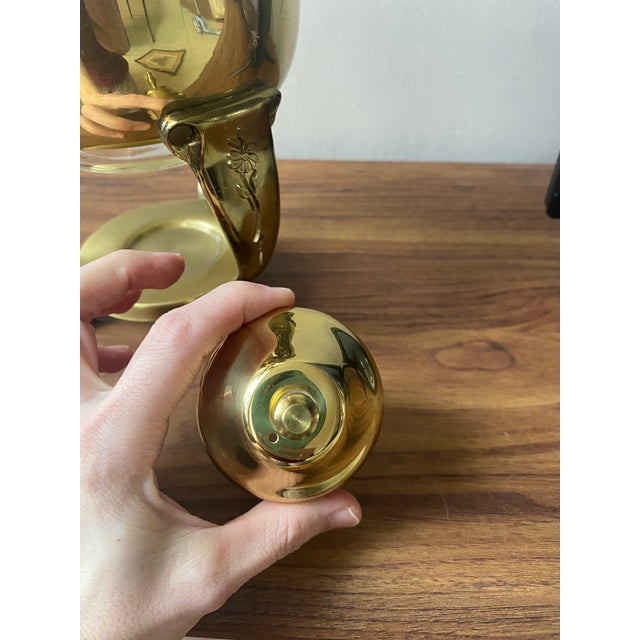 Vintage Glass Carafe Coffee Pot & Brass Warmer Stand For Sale - Image 11 of 11