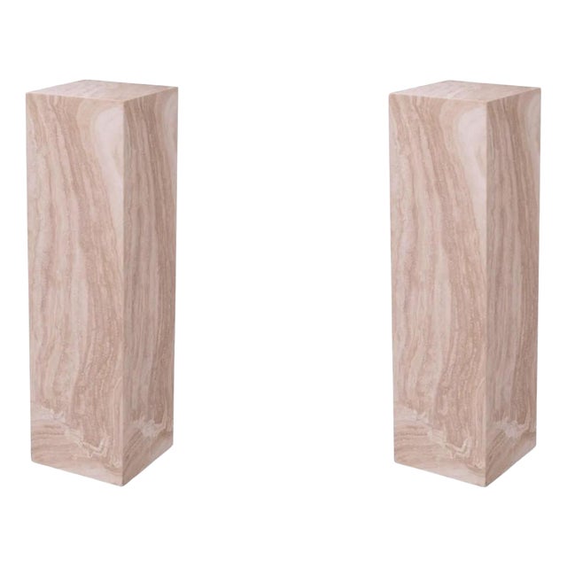 Travertine Marble Columns, Set of 2 For Sale