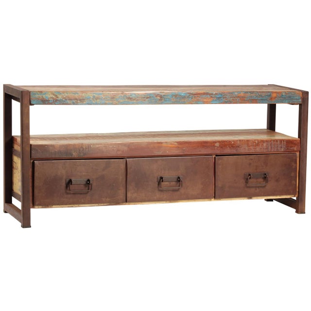 Reclaimed Wood & Iron Plasma TV Stand Chairish