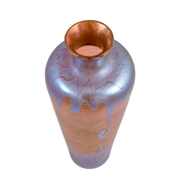 Art Nouveau PG 1/214 Vase in Orange, Blue and Silver Glass from Johann Loetz Witwe, 1901 For Sale - Image 4 of 10