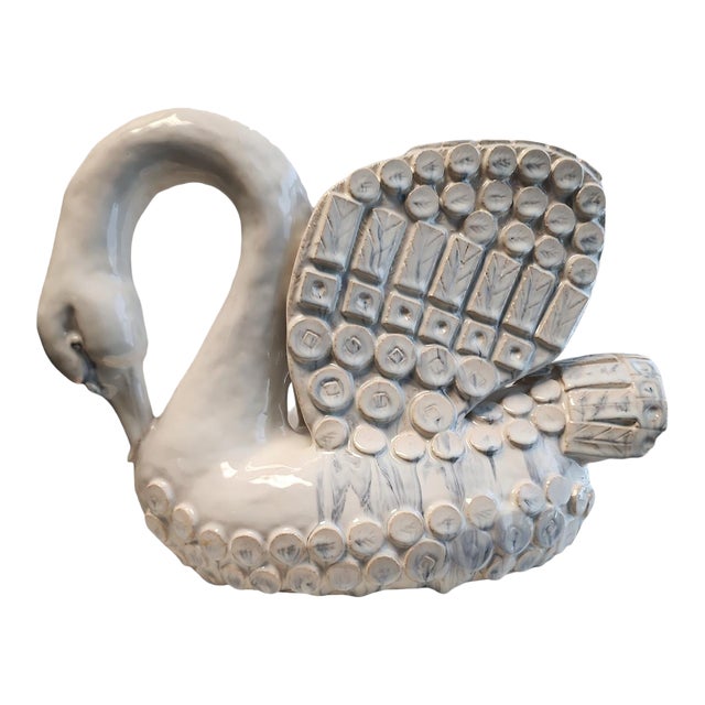 Vintage English Studio Pottery Swan Sculpture For Sale