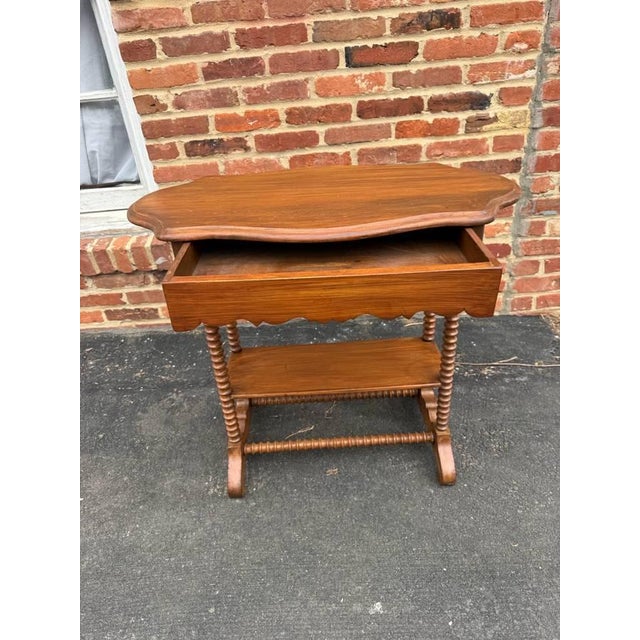 Antique Victorian Walnut Bobbin Leg Side Table With Drawer For Sale In Washington DC - Image 6 of 17