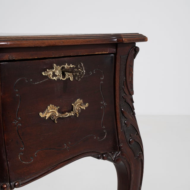 Black Louis XV Desk with Brass Details on Casters, Rococo Style, France, 19th Century For Sale - Image 8 of 14