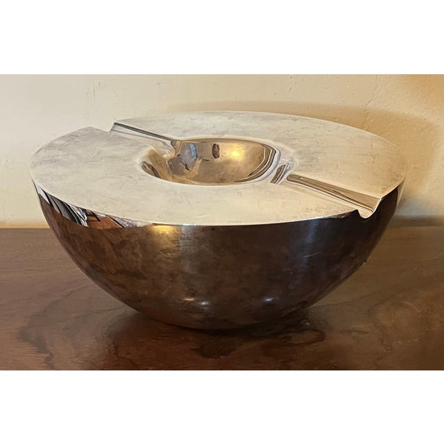 Silver Vintage Art Deco Style Silverplate Orb Cigar Ashtray For Sale - Image 8 of 15