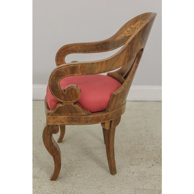 Traditional Set of 4 Period Antique Charles X Inlaid Armchairs For Sale - Image 3 of 13