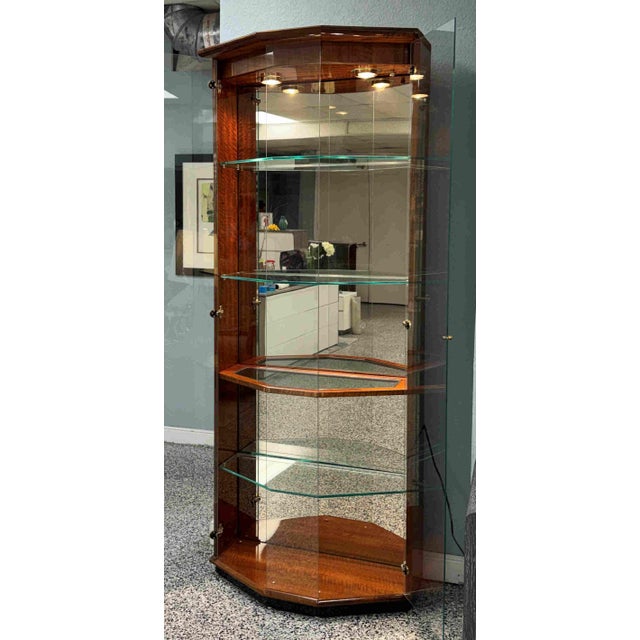 Henredon Henredon Lacquered Mahogany Bunching Curio Display Cabinets, a Pair For Sale - Image 4 of 18