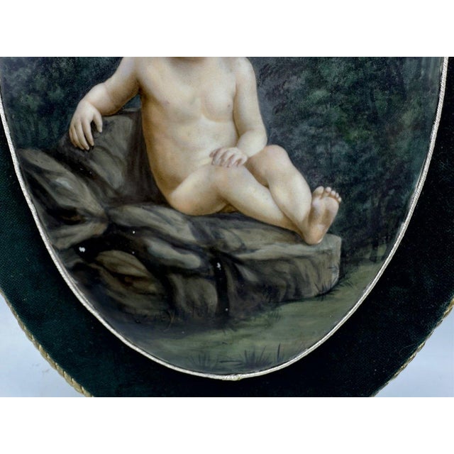 Porcelain Wall Plaque in Unusual Oval Shape Depicting a Little Boy, 1890s-1910s For Sale - Image 6 of 11