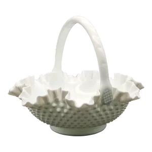 Vintage Large Scale Fenton Hobnail Bride Basket