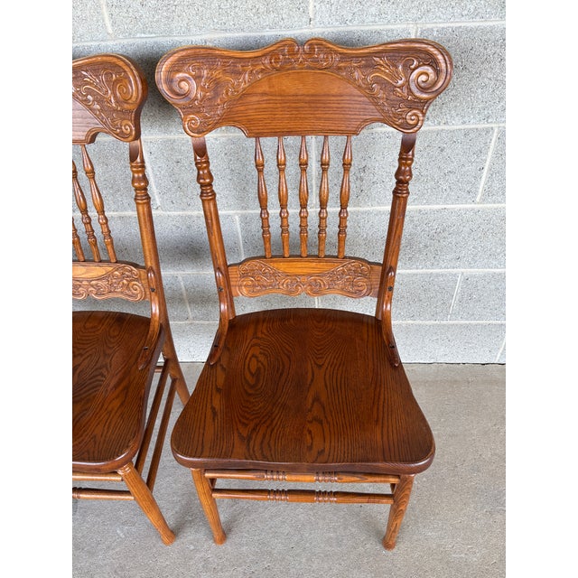 Wood Tom Seely Oak Press Back Dining Chairs - Set of 4 For Sale - Image 7 of 13