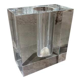 Crystal Square Flower Bud Vase by Tizo Modern Design, Crystal 1980s Post-Modern For Sale