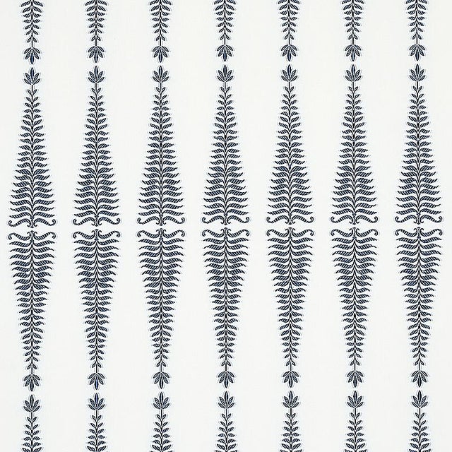 An abstracted motif translated into a striking woven jacquard. Stylized fronds are silhouetted against a solid ground,...