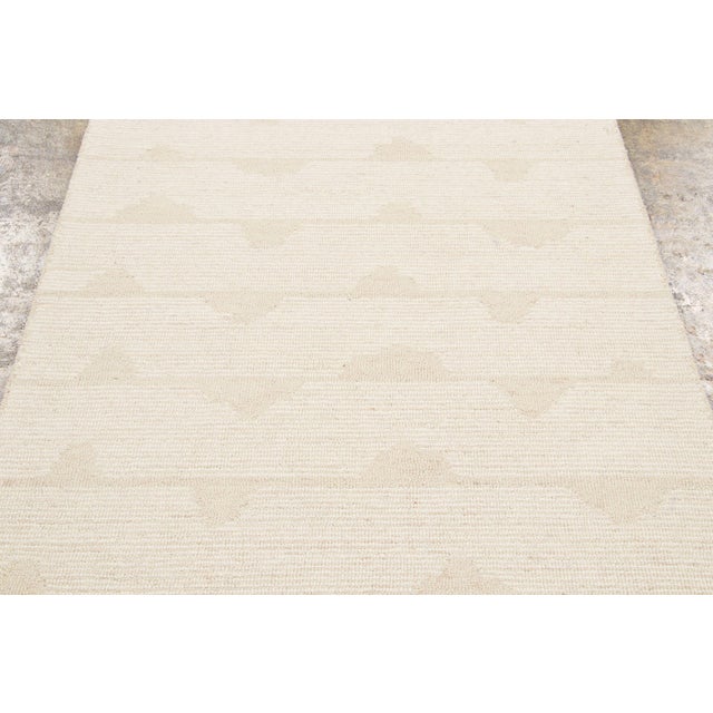 Rug & Kilim Contemporary Geometric Beige & Ivory Wool Rug by Rug & Kilim, India For Sale - Image 4 of 9