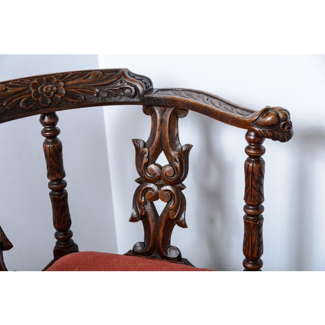 Late 19th Century Antique English Upholstered Corner Chair For Sale - Image 5 of 9