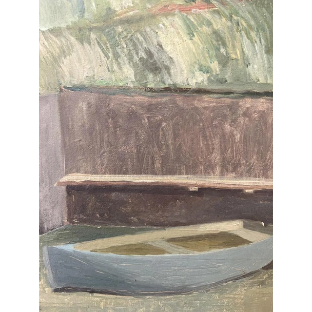 Eugène Louis Martin, Petit cheminet barque bleue, 1928, Oil on Canvas For Sale - Image 8 of 12