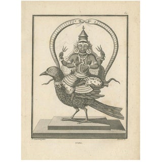 Engraving of Sani, Hindu Deity on Raven, 1806, Print For Sale