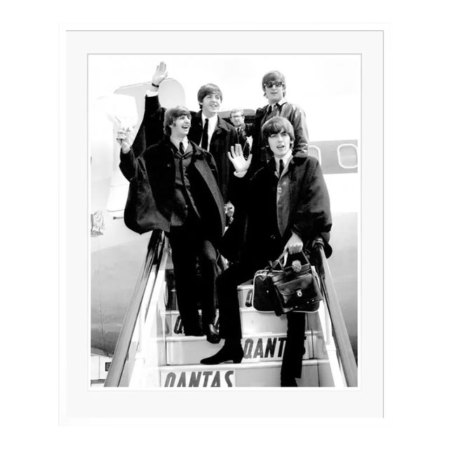 The Beatles Arriving in London White Framed Archival Pigment Print For Sale