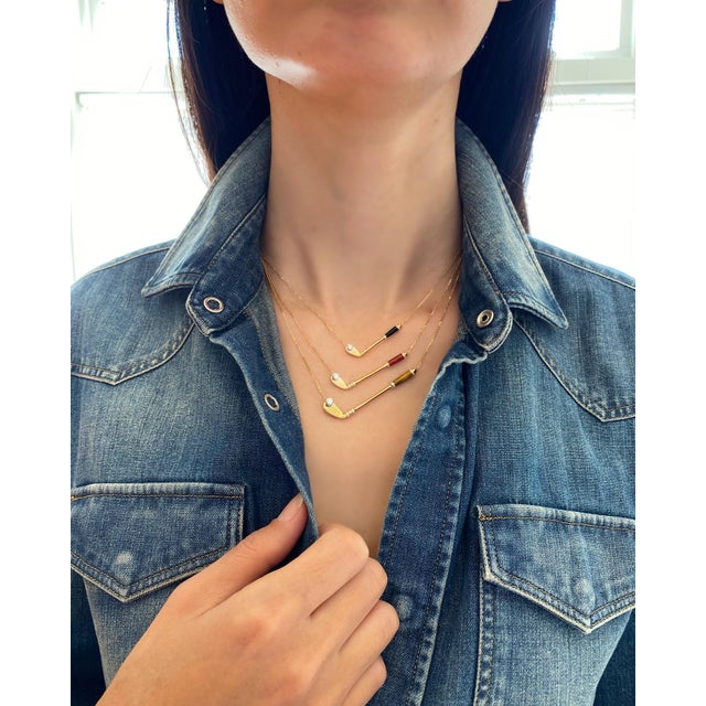 Metal Diamond Golden Tiger's Eye Golf Club Birdie Charm Yellow Gold Necklace Pendant For Sale - Image 7 of 18