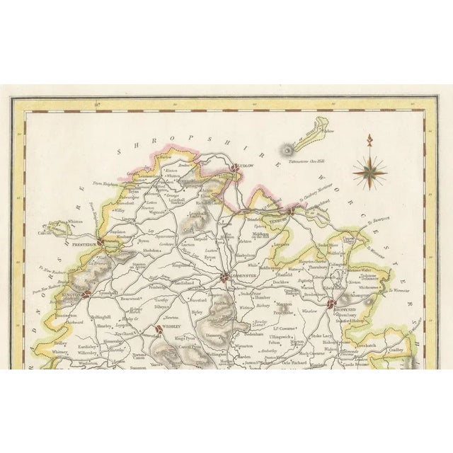 Paper Map of Herefordshire 1844 Hereford Leominster Ross-on-Wye Kington Bromyard For Sale - Image 7 of 10