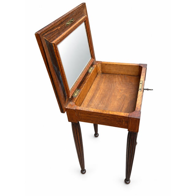 Wood 19th Century French Louis XVI Marquetry Side Table with Hidden Mirror, Late For Sale - Image 7 of 11