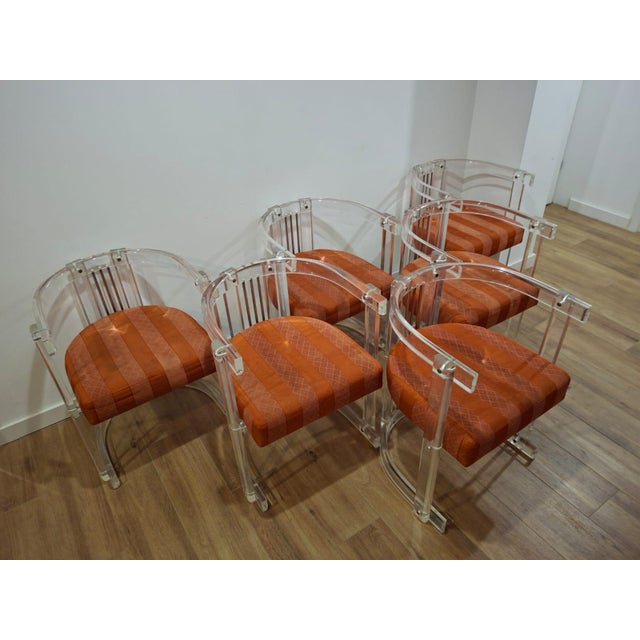Vintage Acrylic and Chrome Chairs, Italy, 1970s, Set of 6 For Sale - Image 16 of 18