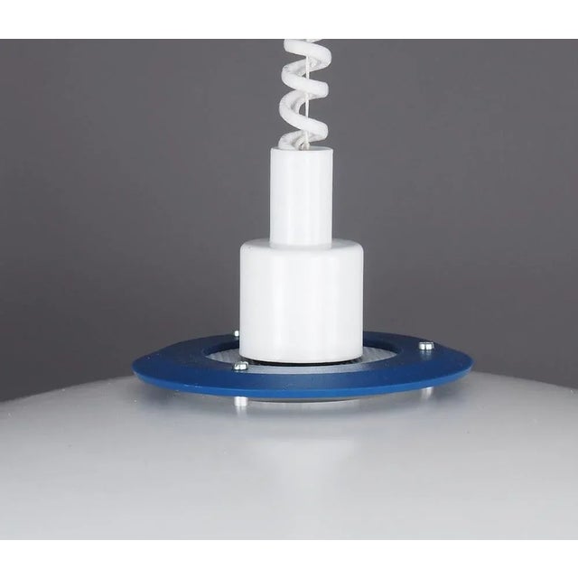 Blue Danish Rise and Fall Lamp in White Metal, 1980s For Sale - Image 8 of 10