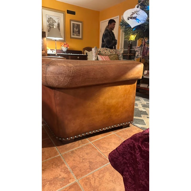 1990s 1990s Vintage Ralph Lauren Brown Leather Sofa For Sale - Image 5 of 10