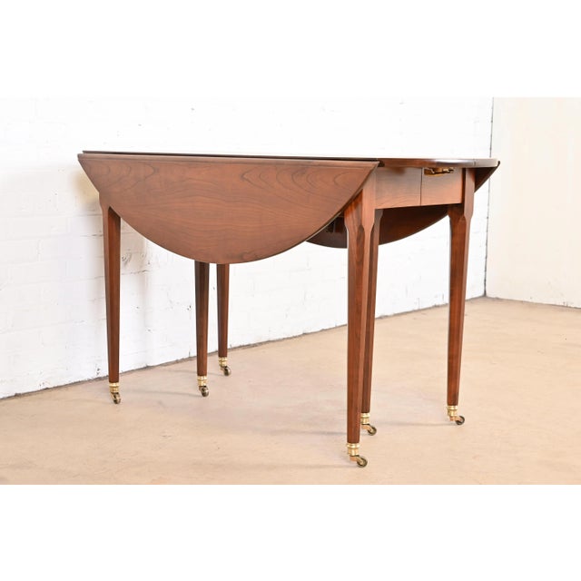 Baker Furniture French Regency Louis XVI Solid Cherry Wood Extension Dining Table, Newly Refinished For Sale - Image 10 of 13