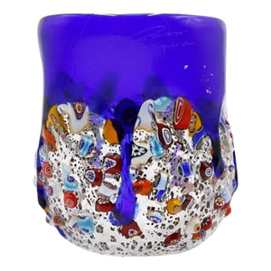Millefiori Glass Tumbler, Dimpled Crumpled Glass Beaker