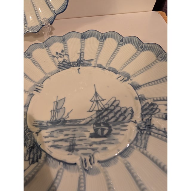 Late 20th Century Antique Weimar Germany Porcelain Blue & White Copenhagen Pattern Plates - Set of 5 For Sale - Image 5 of 11