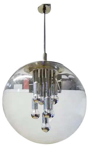 Space Age Glass and Chrome Sputnik Pendant Lamp from Leclaire & Schäfer, 1970s