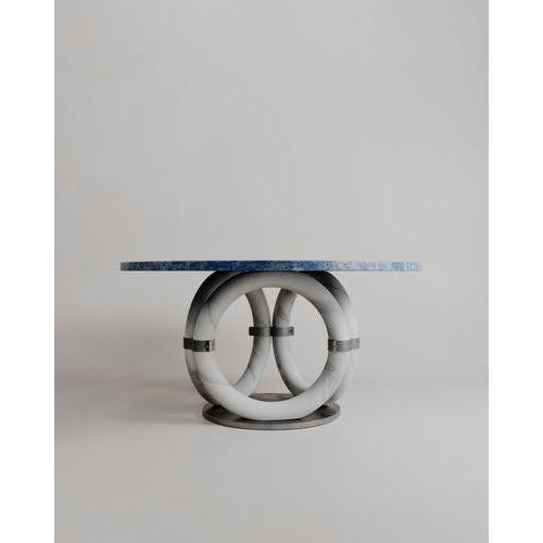 Round Pink Marble and Bronze Lilly Dining Table by Esther Knopfler For Sale - Image 10 of 15