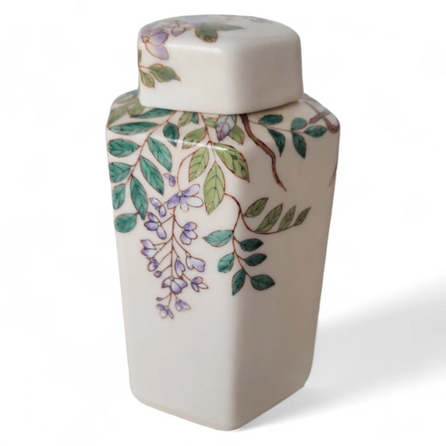 Vintage Hand Painted Set of Three - Vase and Two Cannisters in the Style of Andrea by Sadek For Sale In Dallas - Image 6 of 11