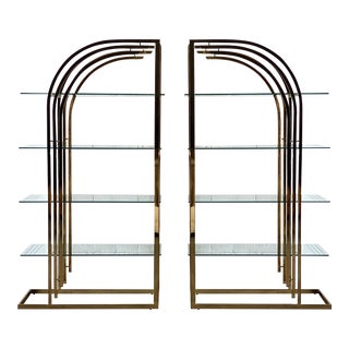 1970s Art Deco Sculptural Brass Etageres – a Pair For Sale