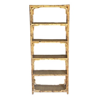 1980s Bamboo, Rattan, and Cane British Colonial Style Shelf For Sale