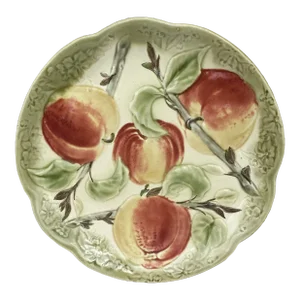 19th Century Majolica Apples Plate Choisy Le Roi
