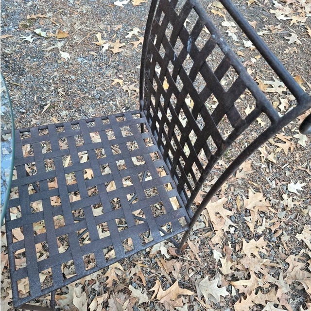 Late 20th Century Late 20th Century Round Wrought Iron Glass Top Table With 4 Chairs For Sale - Image 5 of 6