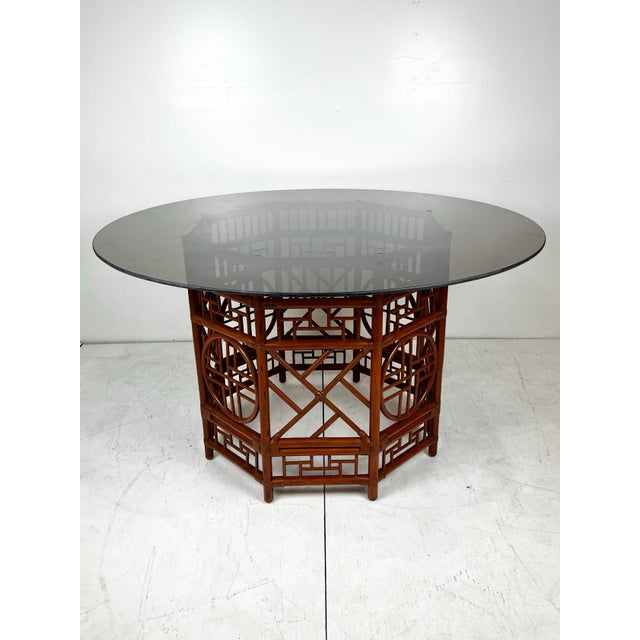 Late 20th Century Vintage Rattan Brighton Style Dining Table For Sale - Image 5 of 11